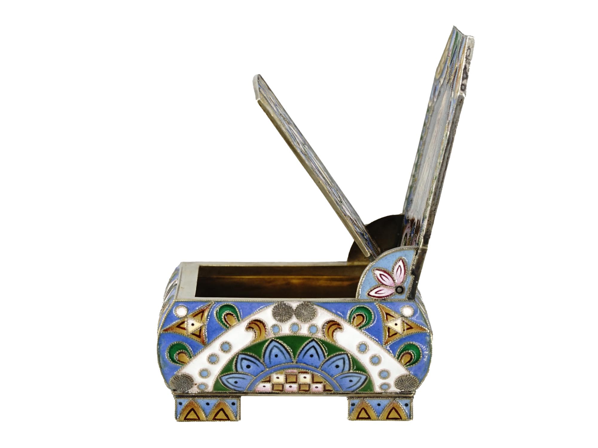 RUSSIAN 84 GILT SILVER ENAMEL SALT CELLAR THRONE PIC-6